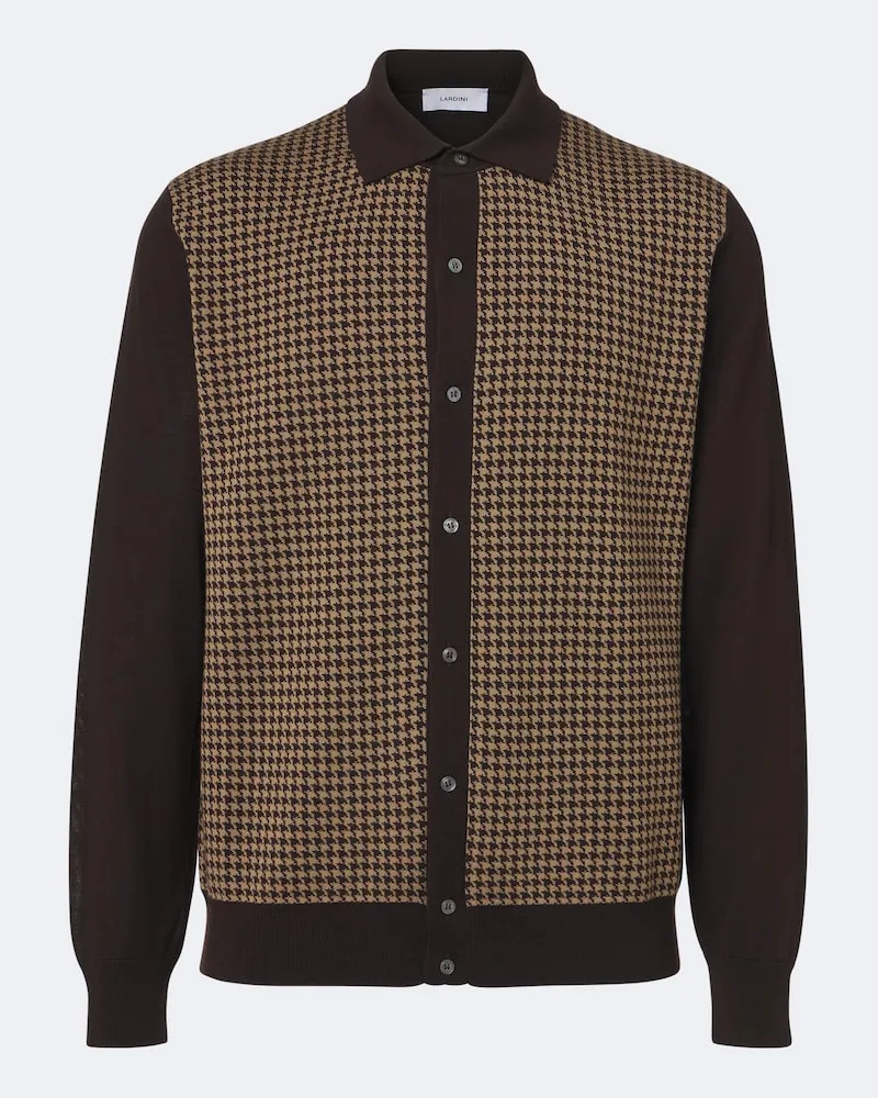 LARDINI Cardigan in lana pied-de-poule Marrone