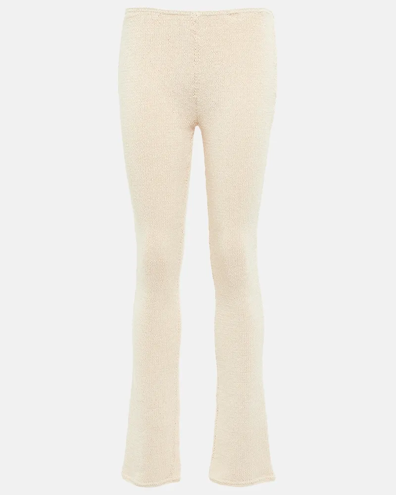 Magda Butrym Pantaloni slim in crochet a vita alta Bianco