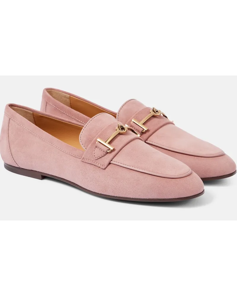TOD'S Mocassini T Ring in suede Rosa