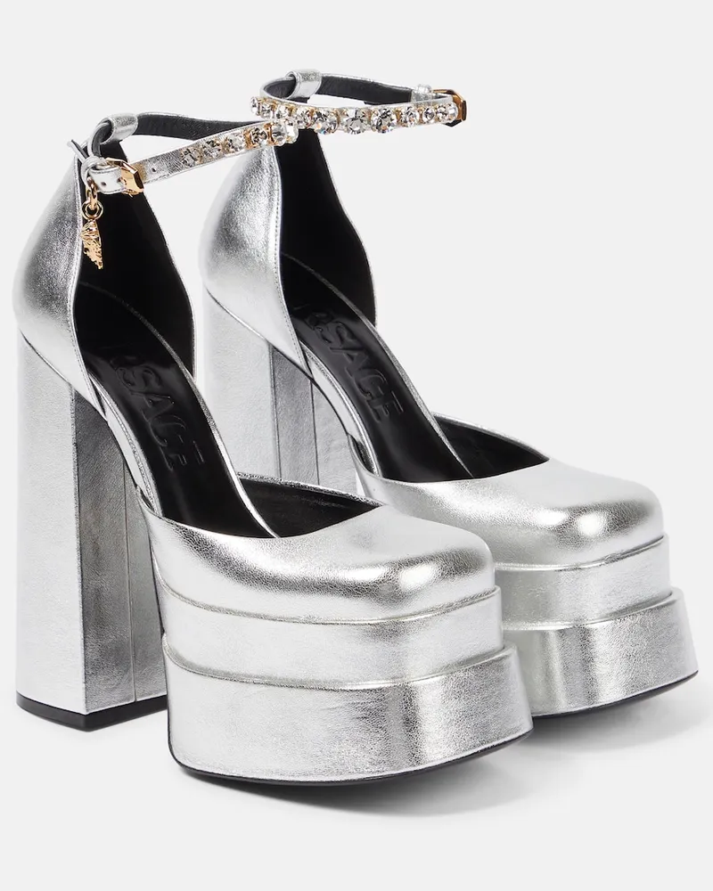Versace Pumps Medusa Aevitas in pelle con plateau Argento
