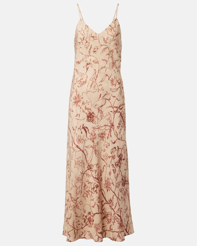 Loro Piana Abito midi Marian in jacquard di seta con stampa Beige