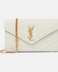 Saint Laurent Clutch portafoglio Cassandre in pelle matelassé Bianco