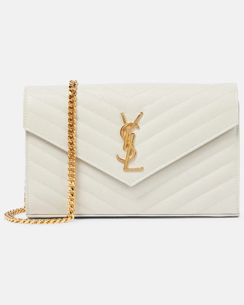 Saint Laurent Clutch portafoglio Cassandre in pelle matelassÃ Bianco