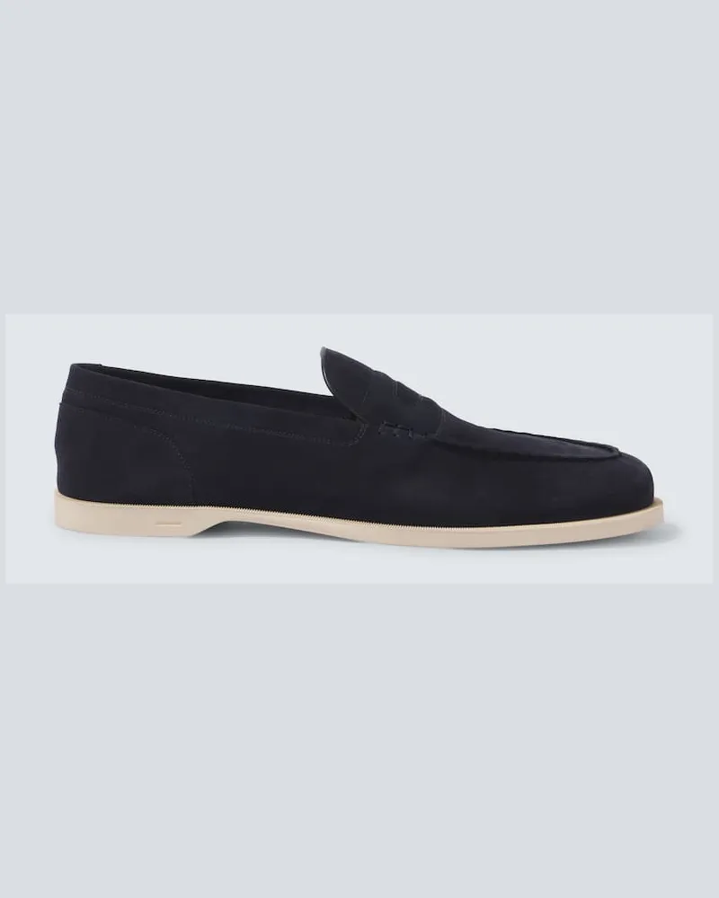 John Lobb Mocassini Pace in suede Blu
