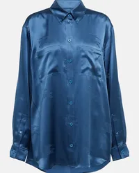 Burberry Camicia Equestrian Knight in seta Blu