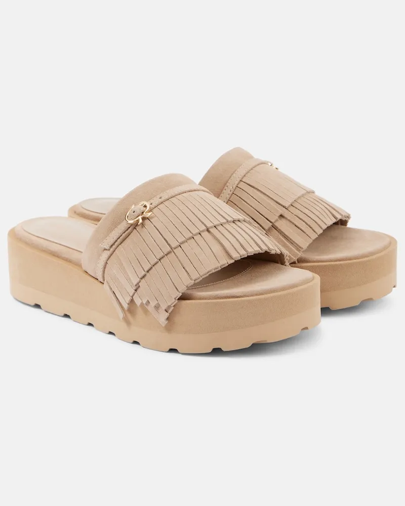 Gianvito Rossi Sandali in suede con platform Beige