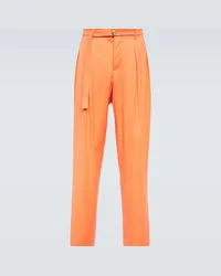 King & Tuckfield Pantaloni Grant in lana a gamba larga Arancione