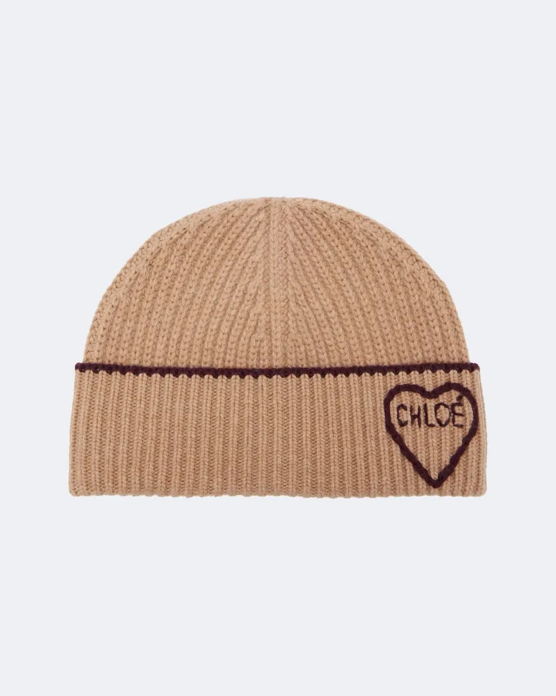 Chloé Chloé Berretto Encœur in lana e cashmere Beige