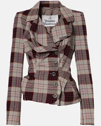 Vivienne Westwood Blazer Drunken Tailored in lana a quadri Grigio