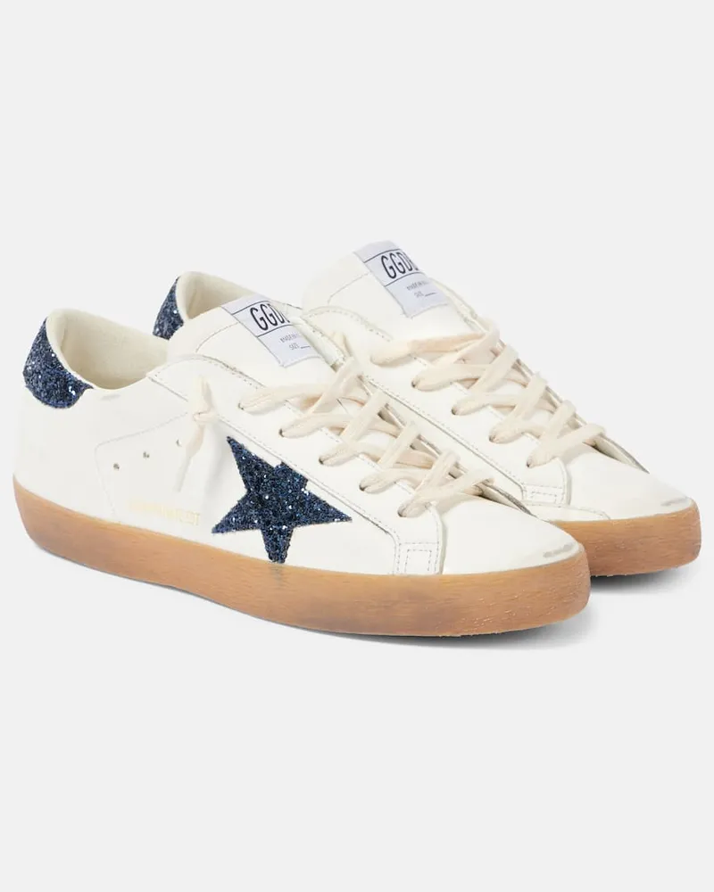 Golden Goose Sneakers Super-Star in pelle con glitter Bianco