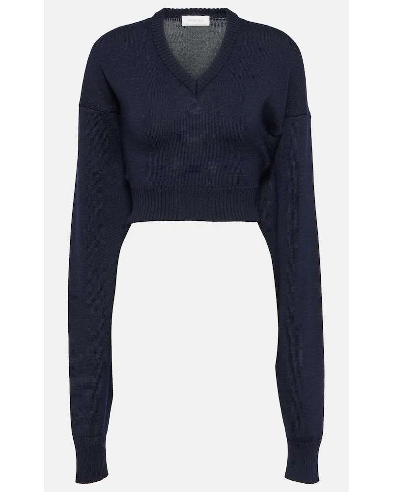 SPORTMAX Pullover cropped Pomez in lana Blu