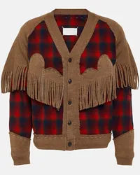 Maison Margiela Cardigan in lana a quadri con frange Multicolore