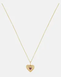 Sydney Evan Collana Fluted Heart in oro 14kt con rubino Oro