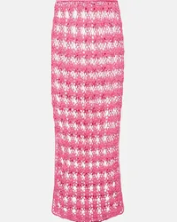 Anna Kosturova Gonna lunga Rosette in crochet di cotone Rosa