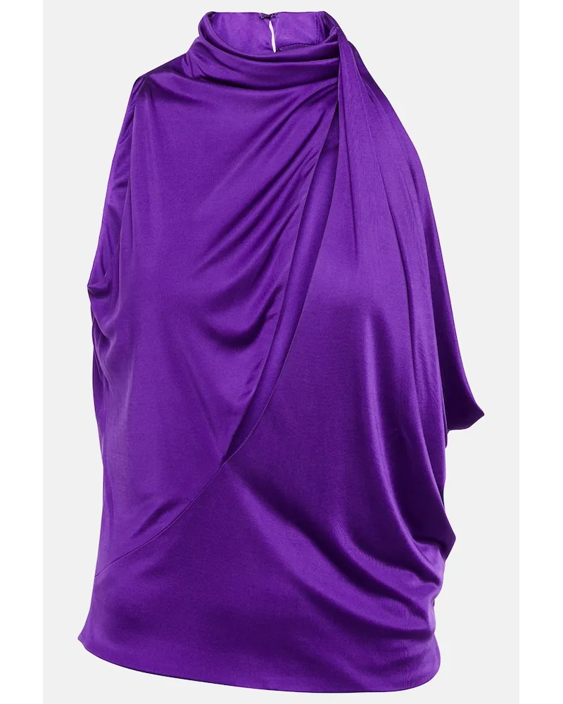 Versace Top in raso con cut-out Viola