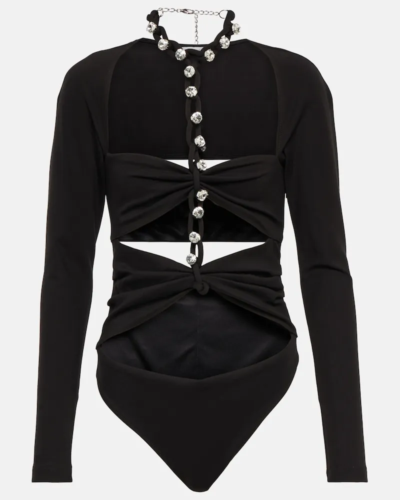 Area Body in jersey con catena di cristalli Nero