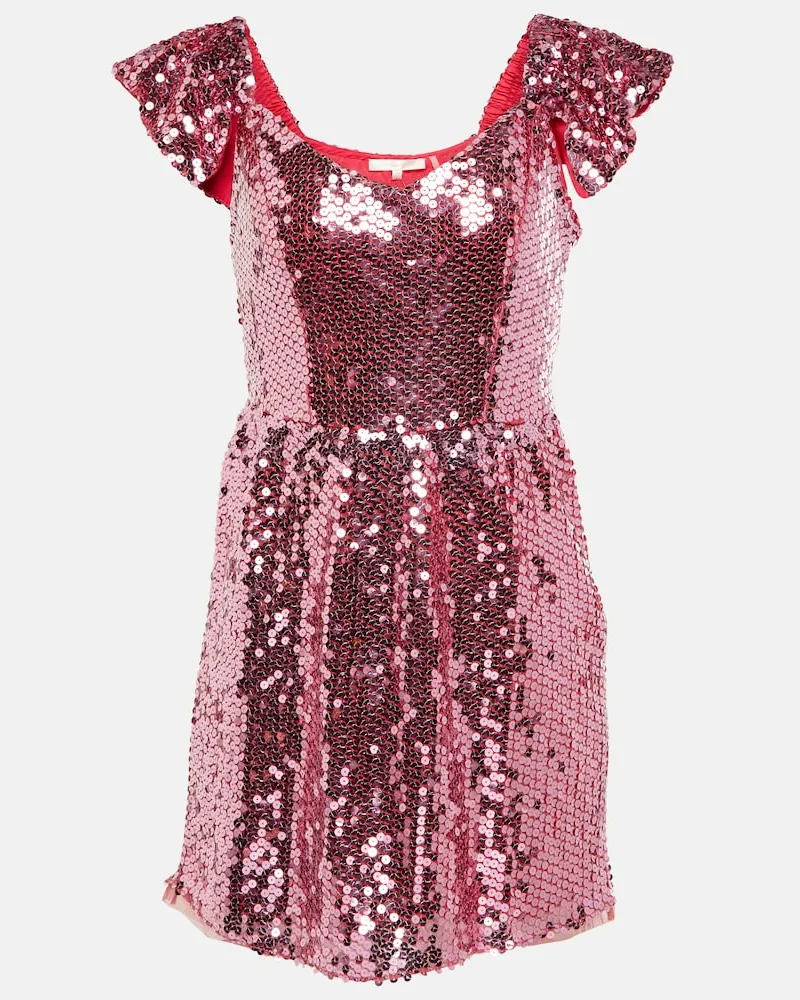 LoveShackFancy Miniabito Alva con paillettes Rosa