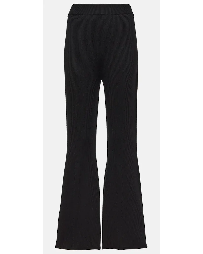 Joseph Pantaloni flared in maglia di misto lana Nero