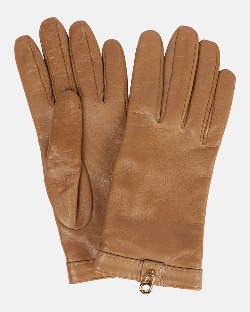 Loro Piana Guanti Nora in pelle Marrone