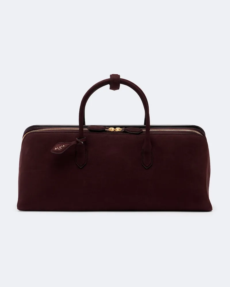 Alaïa Alaïa Borsa Delta Medium in suede Borgogna