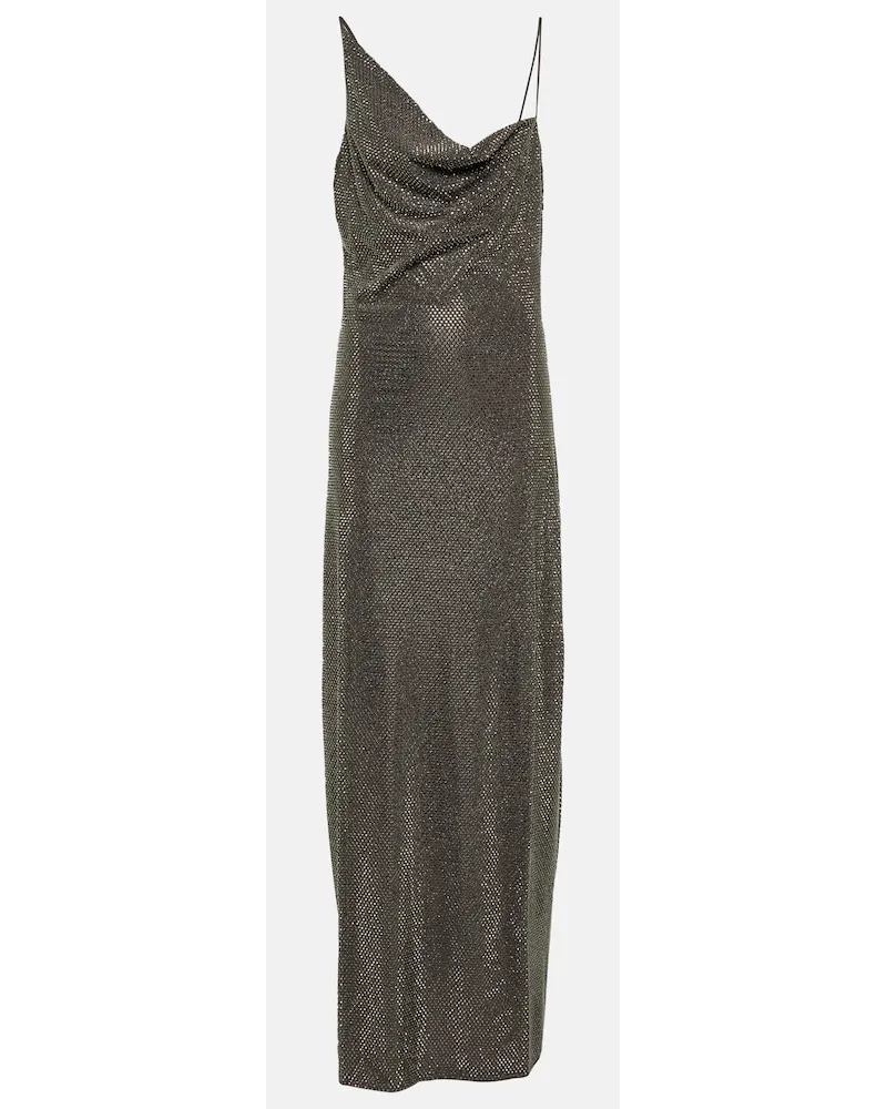 Stella McCartney Abito lungo asimmetrico in raso Metallizzato