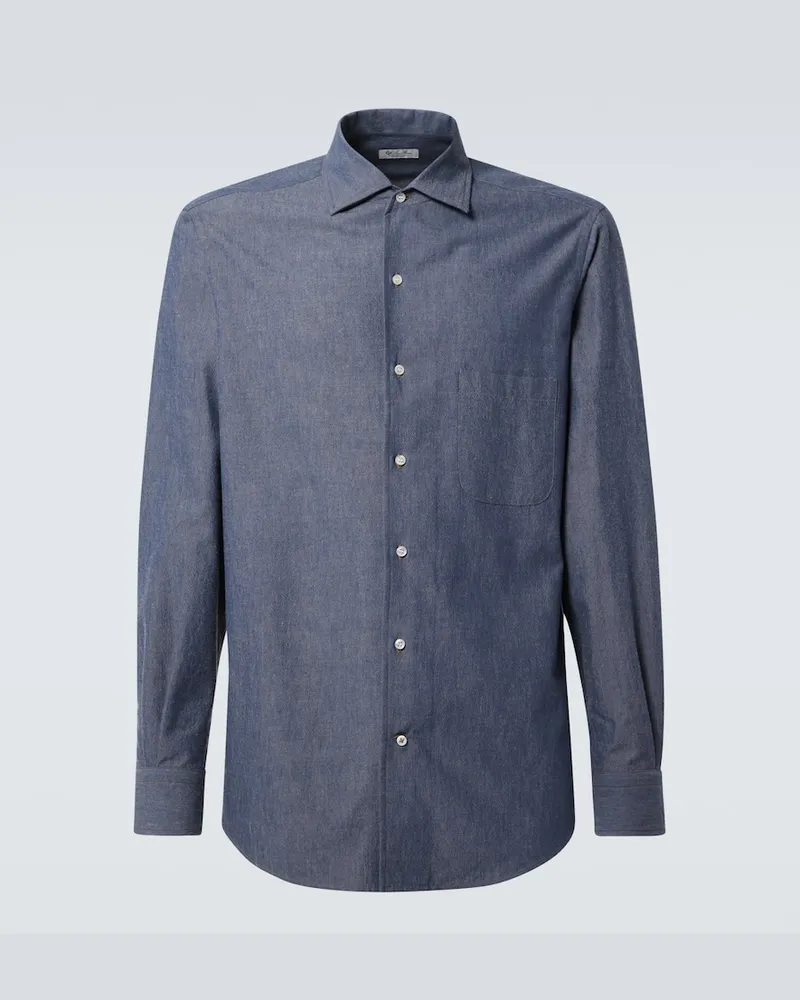 Loro Piana Camicia AndrÃ© in chambray Blu