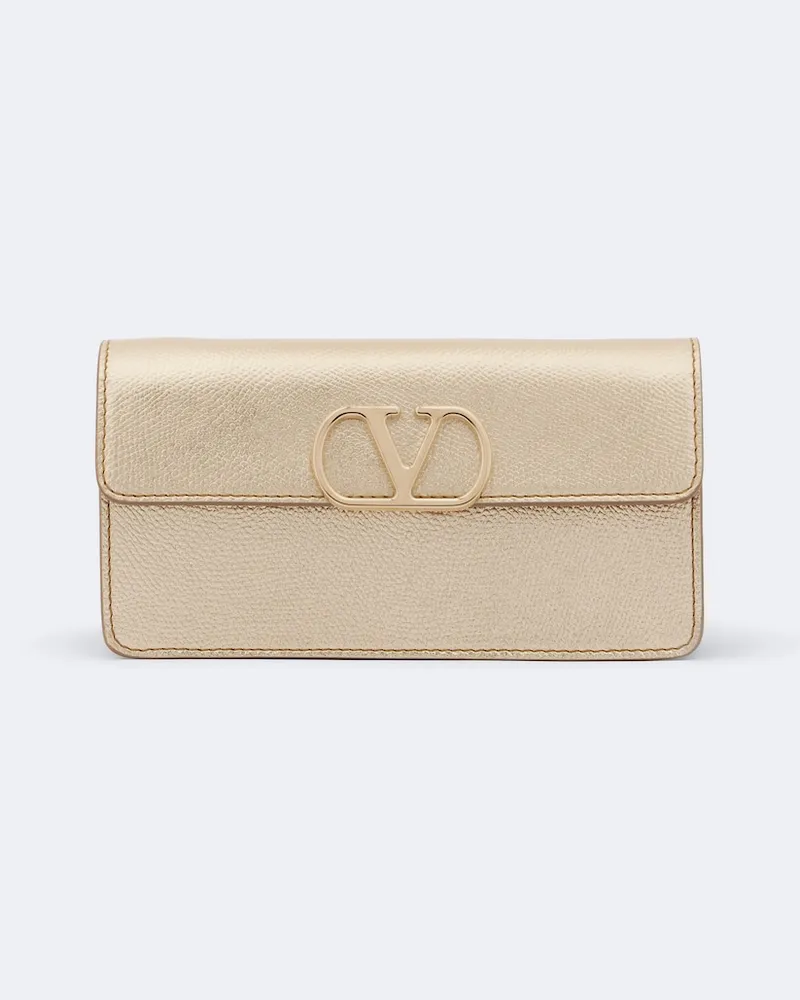 Valentino Garavani Portafoglio con catena VLogo in pelle Oro