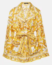 Dolce & Gabbana Blusa Majolica in twill di seta Giallo