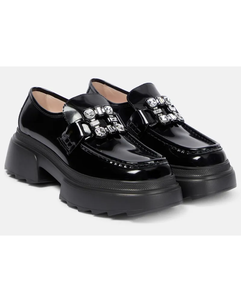 Roger Vivier Mocassini Wallaviv in vernice con strass Nero