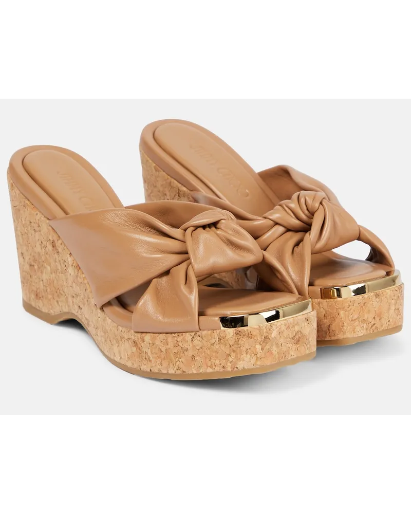 Jimmy Choo Sandali Avenue in pelle con zeppa Marrone