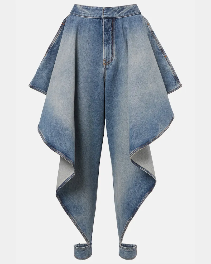 Alaïa AlaÃ¯a Jeans tapered con cut-out e volant Blu