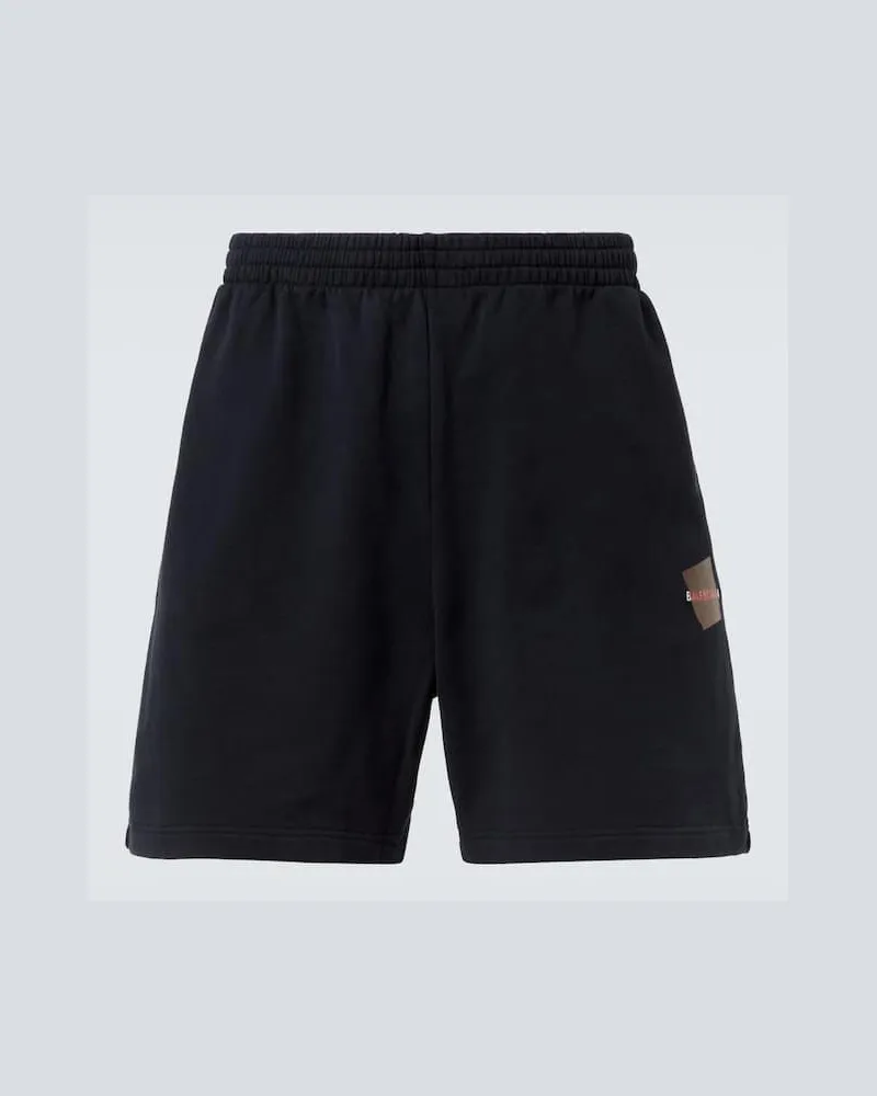 Balenciaga Shorts in pile di cotone con logo Nero