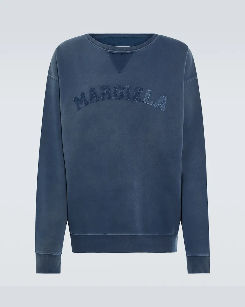Maison Margiela Felpa in pile di cotone con logo Blu