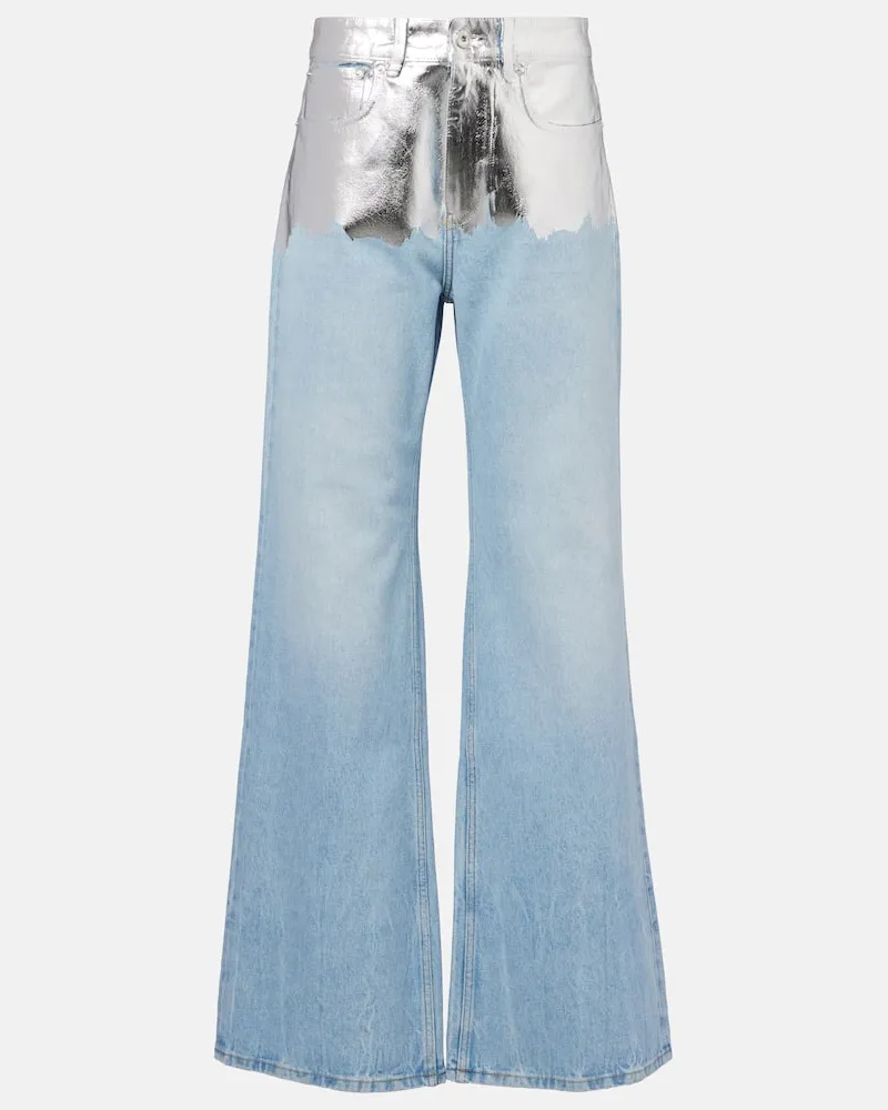 Paco Rabanne Jeans a gamba larga metallizzati Argento