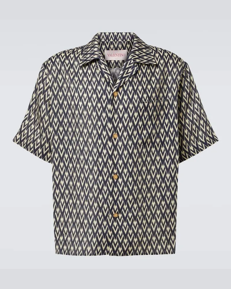 Valentino Garavani Camicia Toute La V in lino Neutro
