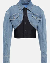 Thierry Mugler Giacca cropped con pannelli in denim Blu