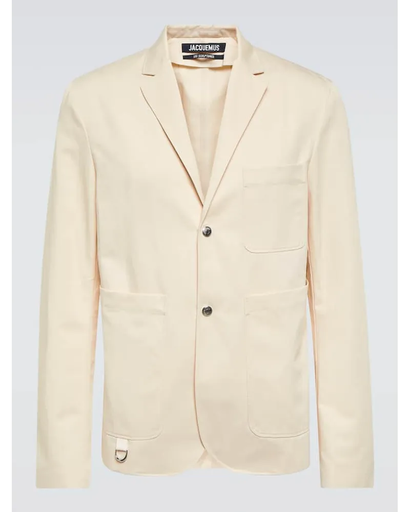 Jacquemus Blazer Jeans in cotone e lino Beige