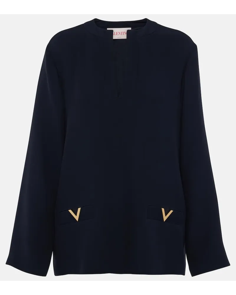 Valentino Garavani Top VGold in Cady Couture Blu