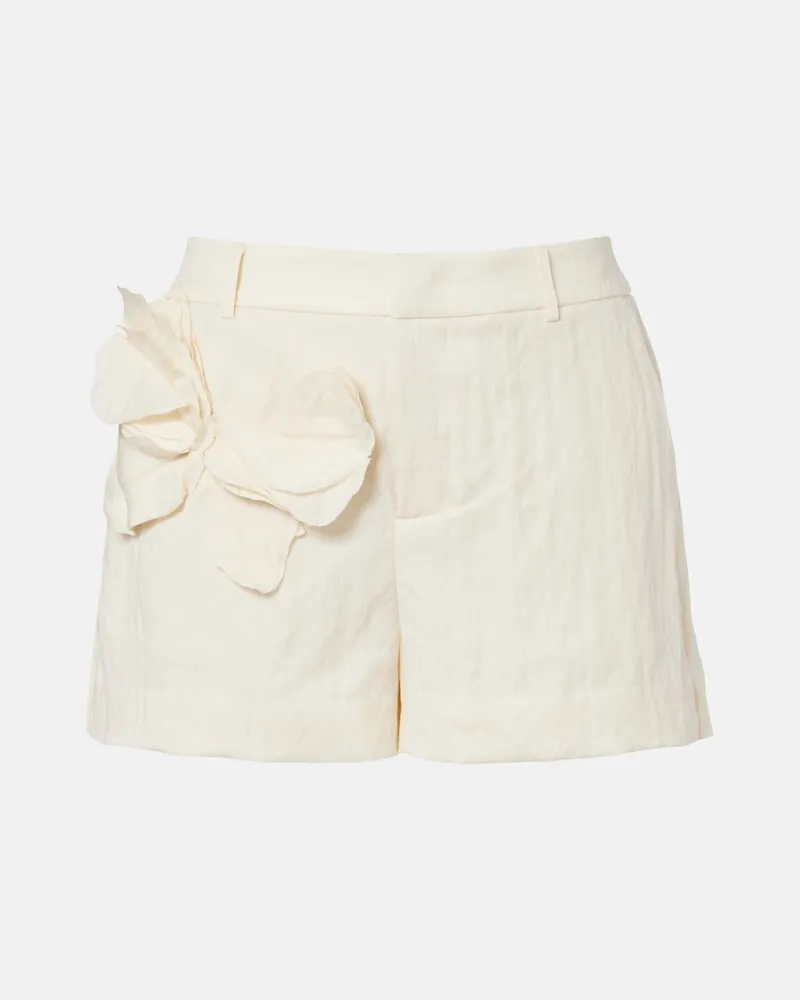Blumarine Shorts in gabardine con applicazioni Bianco