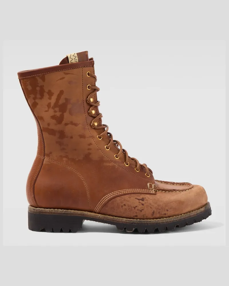 Visvim Stivali stringati Scout Moc in pelle Marrone