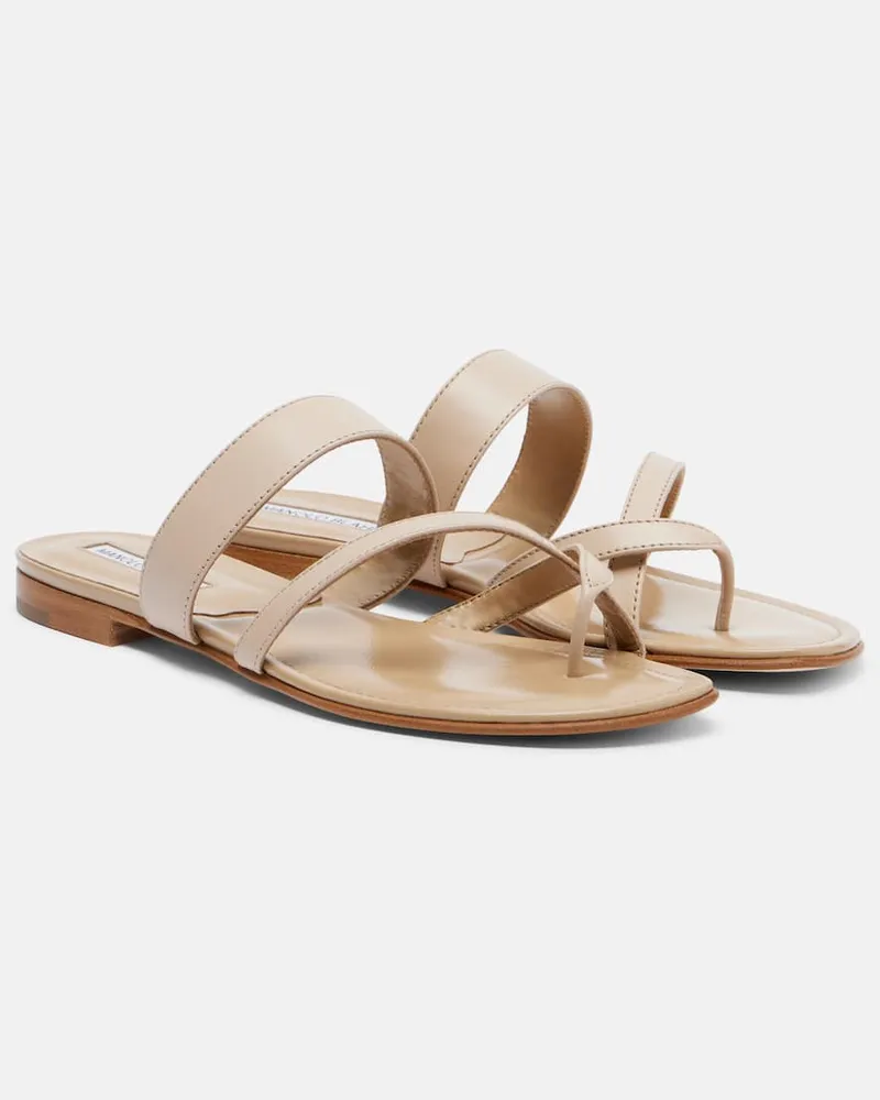 Manolo Blahnik Sandali infradito Susa in pelle Beige