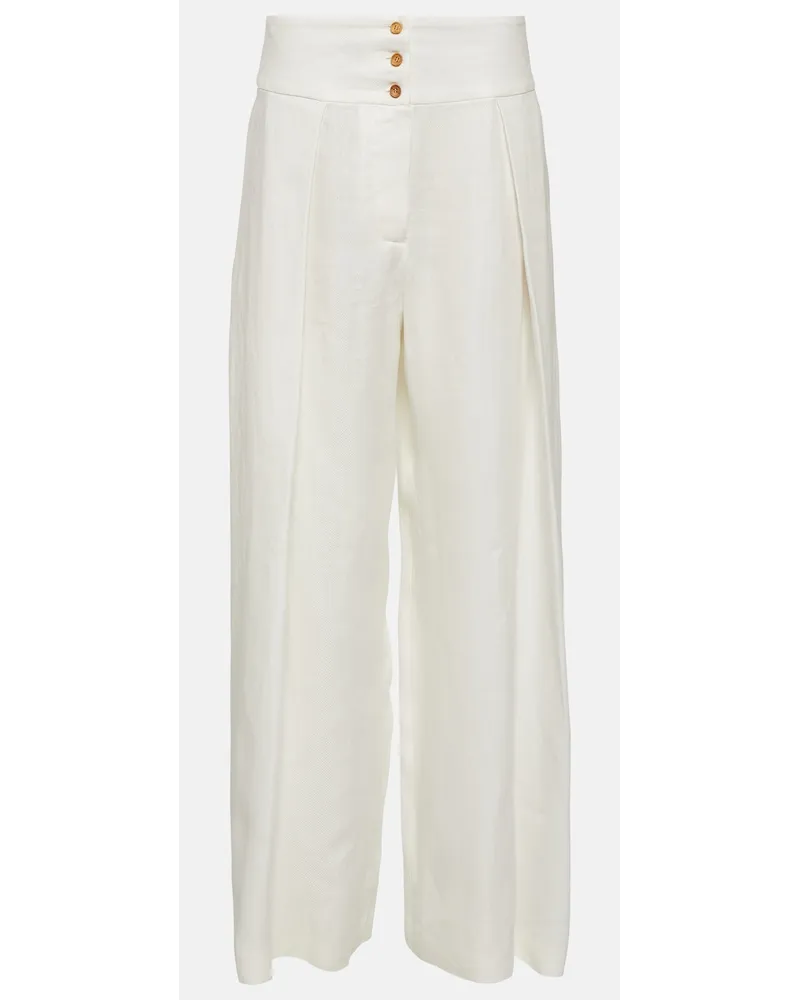 Loro Piana Pantaloni in lino a gamba larga Bianco
