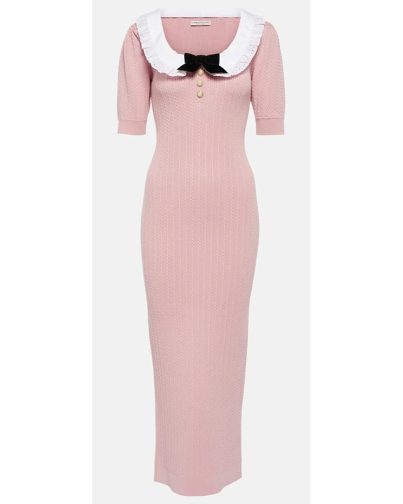 Alessandra Rich Abito midi in misto cotone Rosa
