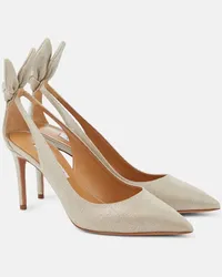 Aquazzura Pumps Bow Tie 85 in canvas Argento