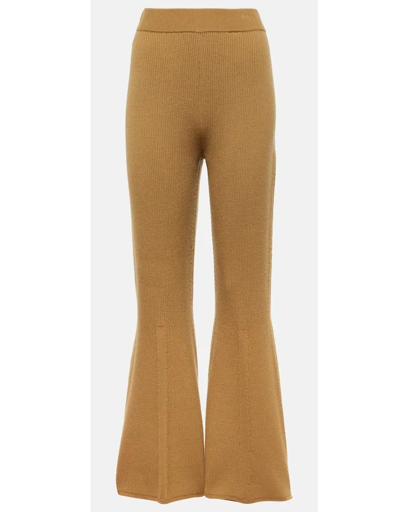 Joseph Pantaloni flared in maglia di misto lana Marrone