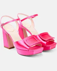 Roger Vivier Sandali in raso con plateau Rosa