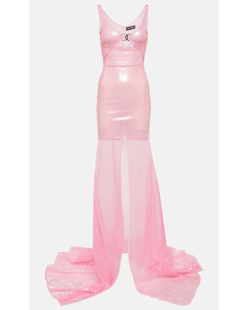 David Koma Abito lungo trasparente con paillettes Rosa