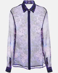 Versace Camicia in chiffon di seta con stampa Viola