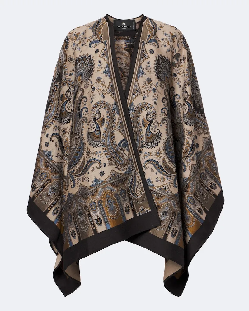 Etro Scialle in misto lana jacquard paisley Beige