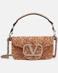 Valentino Garavani Borsa a spalla Locò Small con paillettes Rosa